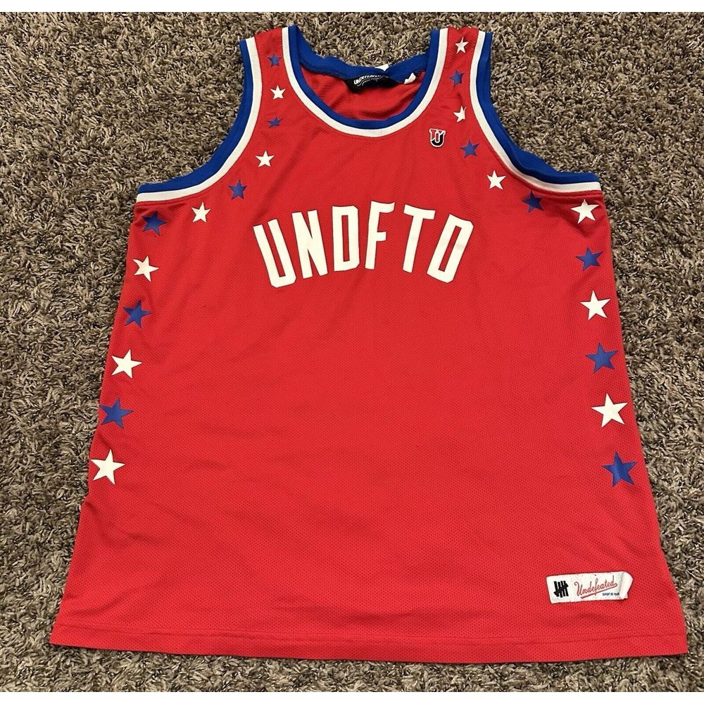 Undefeated Mesh Basketball Stars Jersey Streetwear Sportswear Red Mens Large